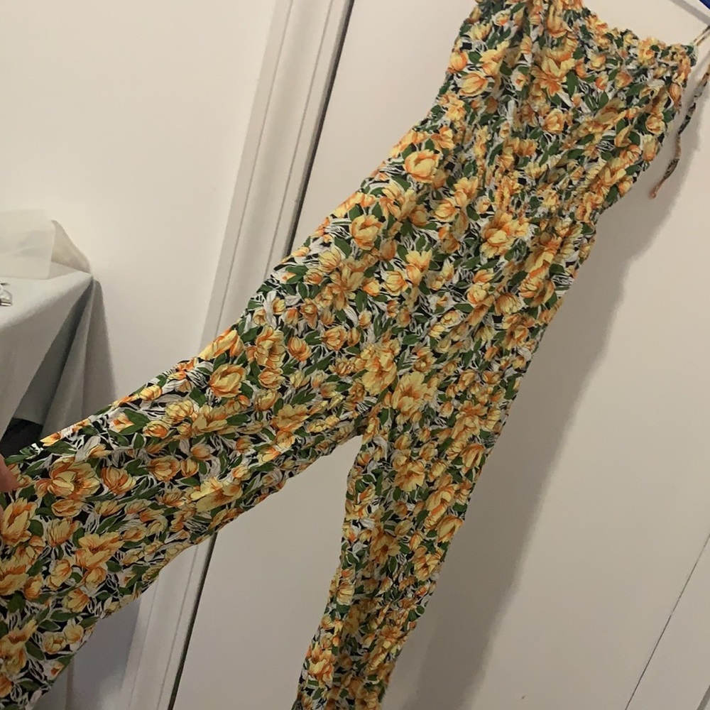 Floral yellow jumpsuit S